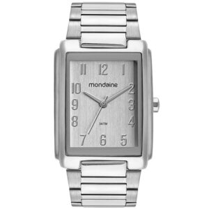 Relógio Mondaine Feminino Quadrado Vidro Facetado Prata 32520L0MVNE2