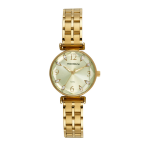 Relógio Mondaine Feminino Cristais Vidro Facetado Dourado 32773LPMVDE1