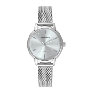 Relógio Mondaine Feminino Malha de Aço Cristais Prata 32703L0MVNE1