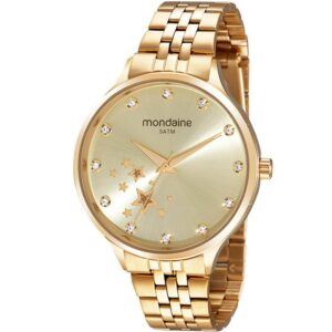 Relógio Mondaine Feminino Quadrado Bracelete Dourado 32284LPMVDE1