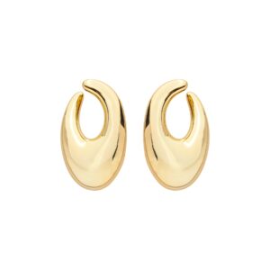 Brinco meia-argola oval Organico Folheado a ouro 18k