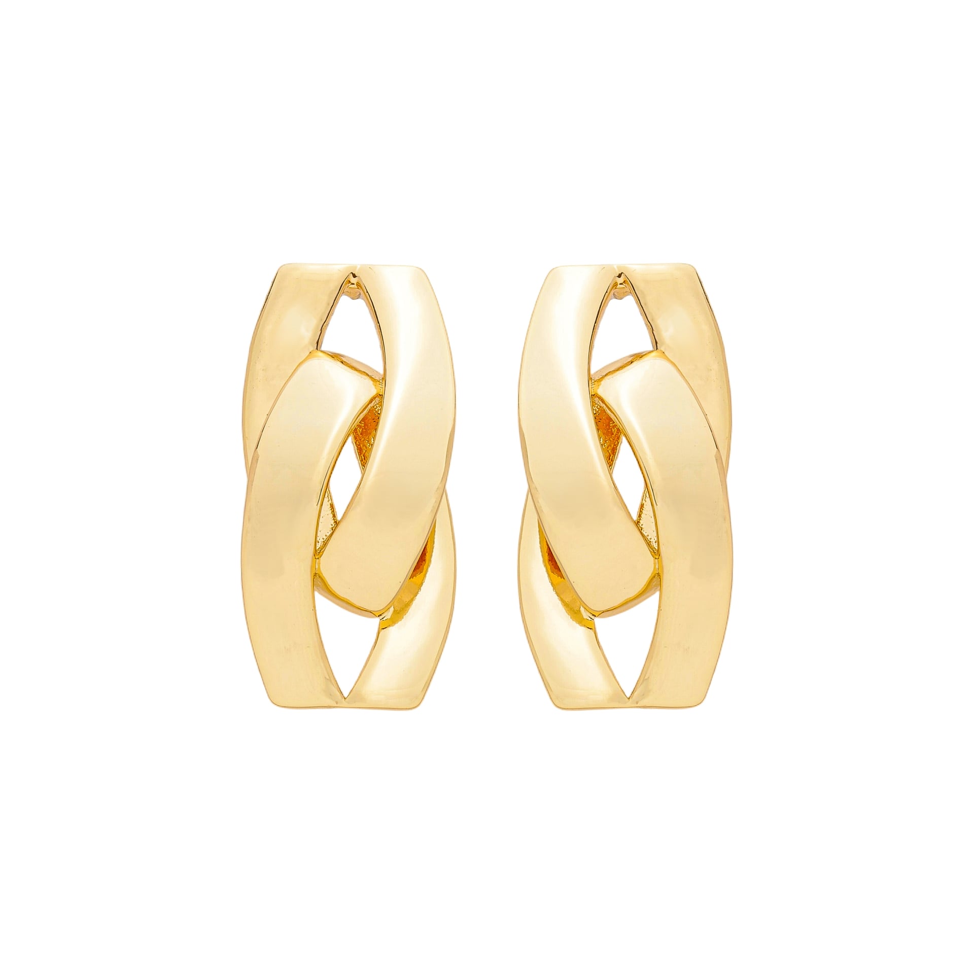 Brinco Argola de Elos Entrelaçados Folheado a Ouro 18k