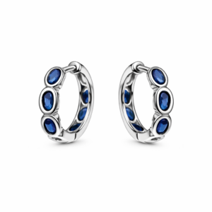 Brinco Prata 925 Argola com Zircônias azuis
