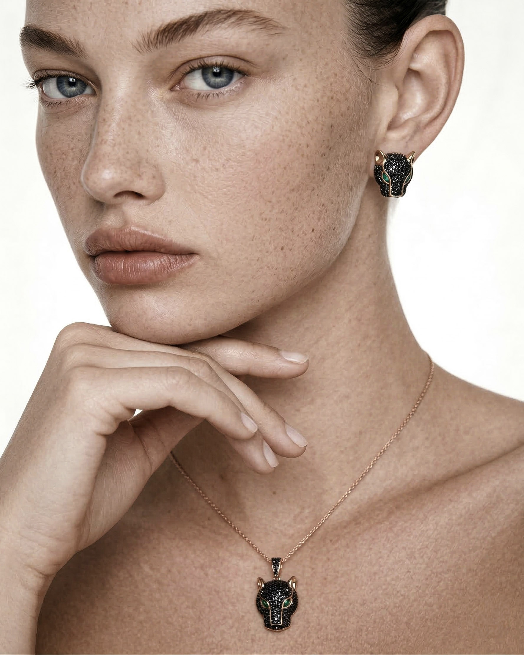 Conjunto Pantera Microzirconias Negras