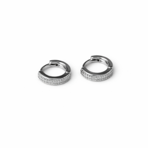 Brinco Ródio Argola Cravejada 9mm