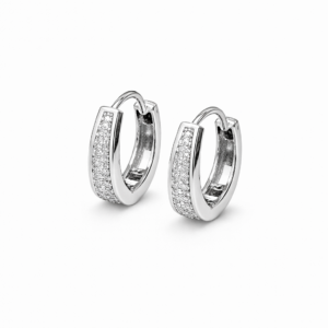 Brinco Ródio Branco Argola Cravejada