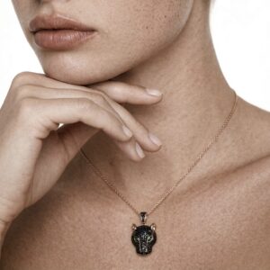 Colar Pendentif Panthère Émeraude