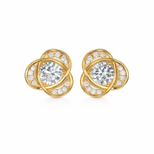 Brinco Semijoia Entrelaçado Cravejado