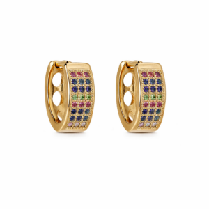 Brinco Semijoia Argola Com Zircônias Coloridas