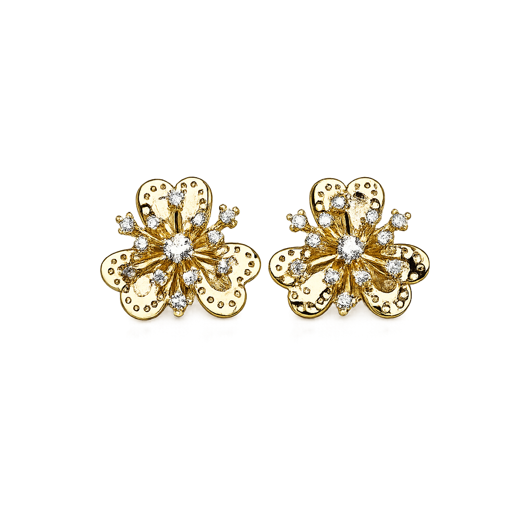 Brinco Semijoia Flor com Zircônias