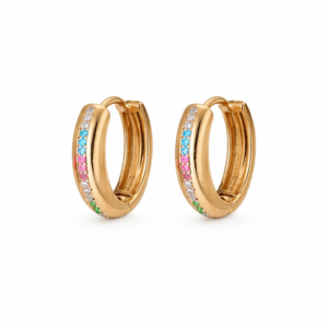 Brinco Semijoia Argola Com Zircônias Coloridas