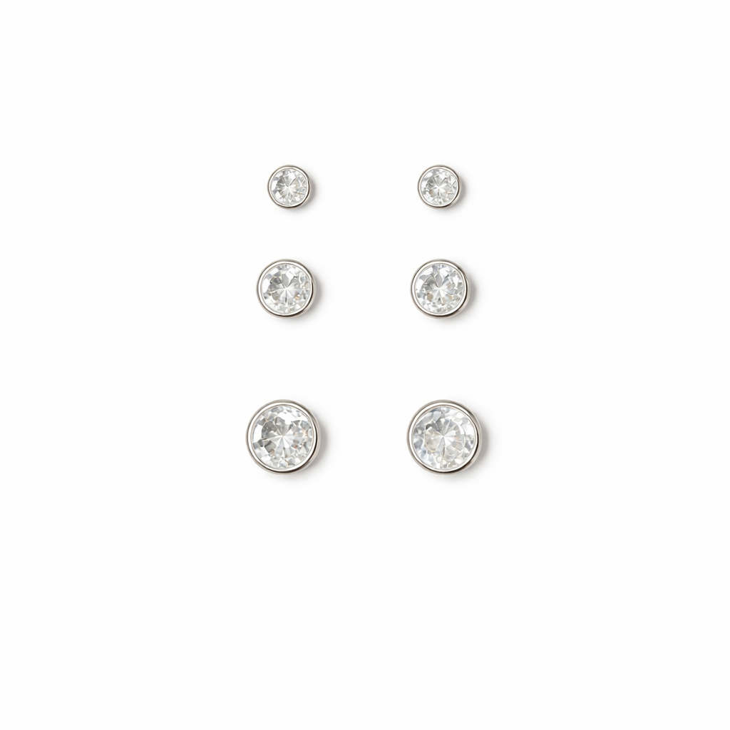 Brinco Prata 925 Trio Ponto de Luz